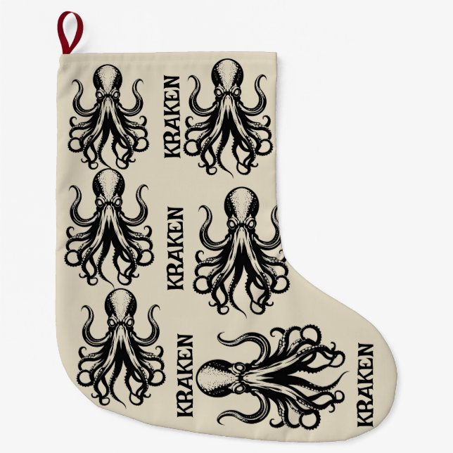 Benutzerdefinierter Kraken-Oktopus-Tintenfisch-Nam Großer Weihnachtsstrumpf (Vorderseite)