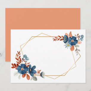 Benutzerdefinierter leerer blauer Blumen-Goldrahme Save The Date