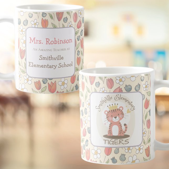 Benutzerdefinierter Lehrer- & Schulbecher mit Foto Kaffeetasse (Personalized School Spirit Teacher Mug for Back to School Gifts)