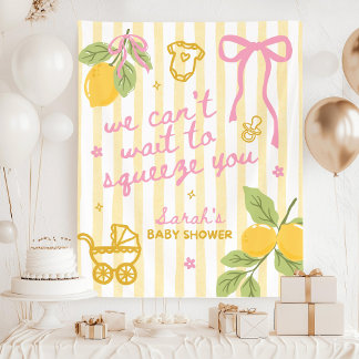 Benutzerdefinierter Lemon Baby Shower Hintergrund, Wandteppich