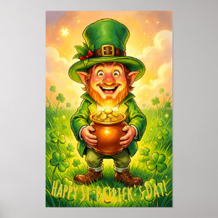 Benutzerdefinierter Leprechaun Gnom Frohen St. Pat Poster