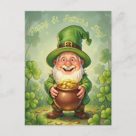 Benutzerdefinierter Leprechaun Gnom Frohen St. Pat Postkarte