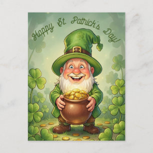 Benutzerdefinierter Leprechaun Gnom Frohen St. Pat Postkarte