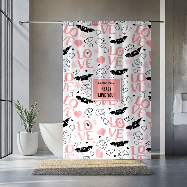 Benutzerdefinierter Liebesgeschenk-Duschvorhang mi Duschvorhang (Custom Love Gift Shower Curtain Hand Drawn Hearts)