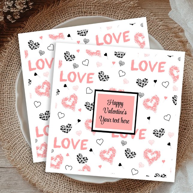 Benutzerdefinierter Liebestext Herzen Handgezeichn Serviette (Custom Love Text Hearts Hand Drawn Valentine Napkins

)