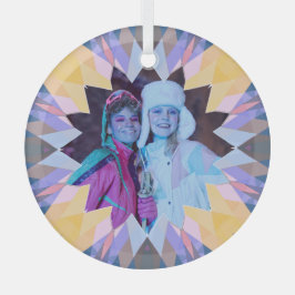 Benutzerdefinierter lila gelber Weihnachtsstern-Fo Ornament Aus Glas