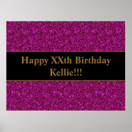 Benutzerdefinierter Lila Glitzer mit Message Birth Poster