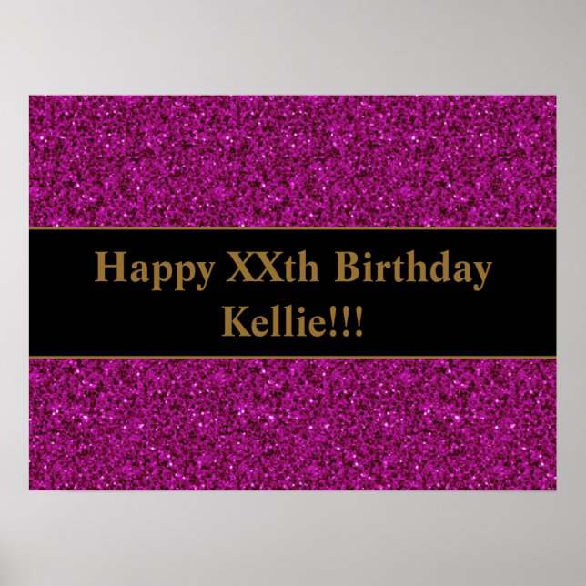 Benutzerdefinierter Lila Glitzer mit Message Birth Poster (Vorne)