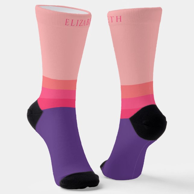 Benutzerdefinierter Lila hellrosa Farbblock Socken (Gewinkelt)