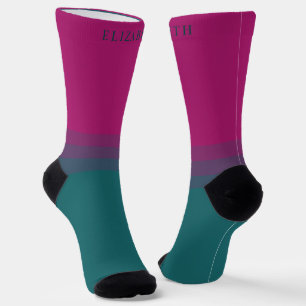 Benutzerdefinierter Lila Rosa Cyan Grün Farbbblock Socken