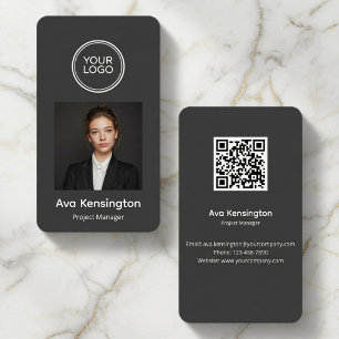 Benutzerdefinierter Logo-Foto-QR-Code Modern  Visitenkarte
