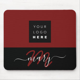 Benutzerdefinierter Logo-Name Monogram Schwarz-wei Mousepad