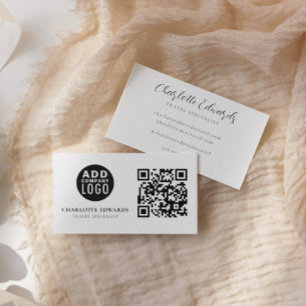 Benutzerdefinierter Logo-QR-Code Minimalistische V Visitenkarte