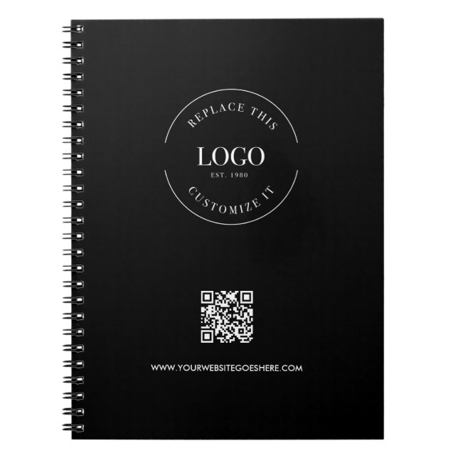 Benutzerdefinierter Logo-QR-Code Schwarz Corporate Notizblock (Vorderseite)