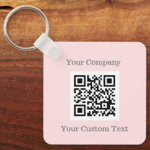 Benutzerdefinierter Logo-QR-Code Text Pink Company Schlüsselanhänger