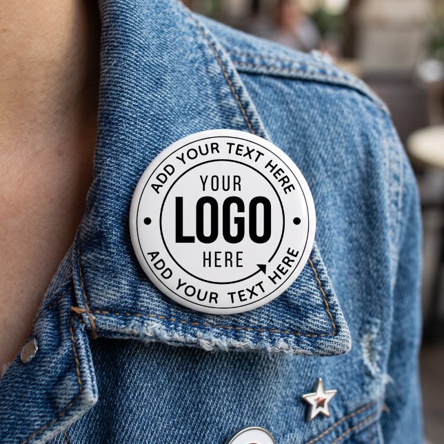 🔘 Benutzerdefinierter Logo-Text-Button Personalis Button (Custom Logo & Text Button  Personalized Pin-Back Badge Perfect for Business branding & employee name)