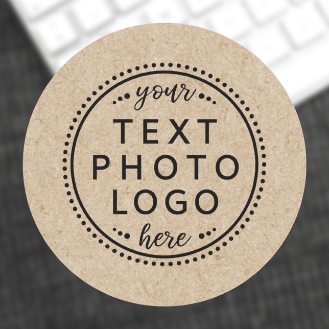 Benutzerdefinierter Logo-Text erstellen Sie Ihr ei Runder Aufkleber (Kraft paper look custom logo sticker)
