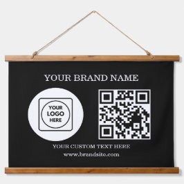 Benutzerdefinierter Logo-Text-QR-Code-Hängevent-Di Wandteppich Mit Holzrahmen