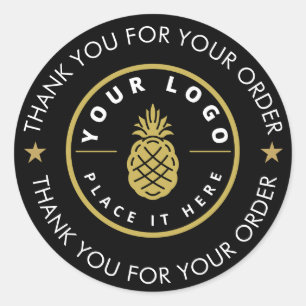 Benutzerdefinierter Logo Text Schwarz Vielen Dank Runder Aufkleber