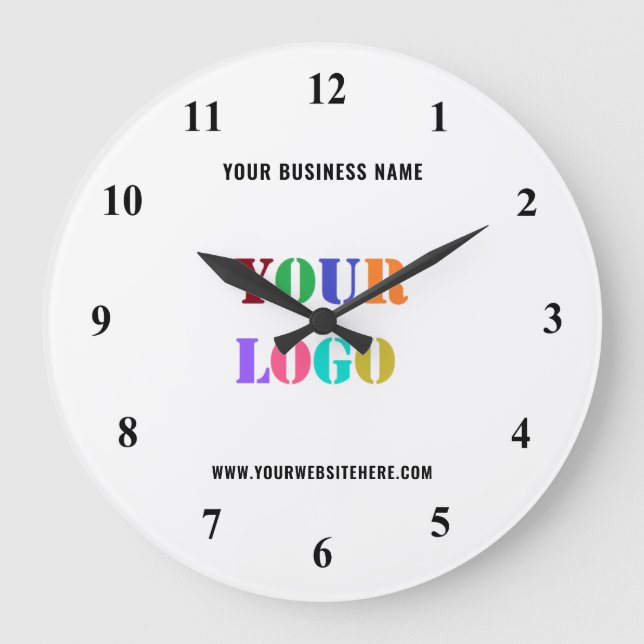 Benutzerdefinierter Logo-Text Werbemauer-Uhr Große Wanduhr (Vorderseite)
