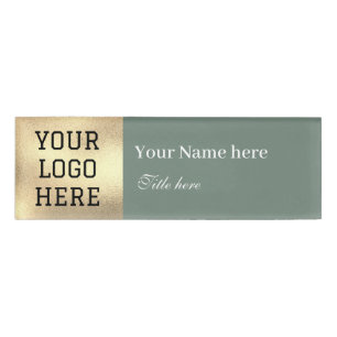 Benutzerdefinierter Logo-Titel Einfacher Salbei-Gr Namenschild