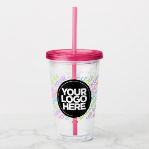 Benutzerdefinierter Logo-Tumbler mit Strohhalm Acryltrinkbecher