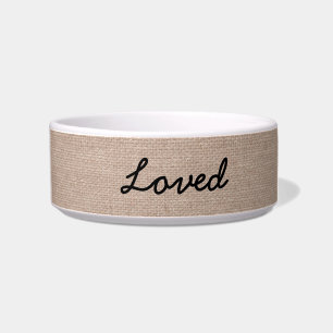 Benutzerdefinierter "Loved" Imitate Burlap Hund We Napf