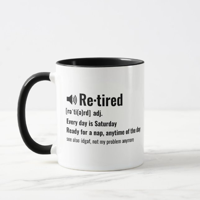 Benutzerdefinierter lustiger Ruhestands-Definition Tasse (Links)