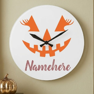 Benutzerdefinierter Mädchenhafter Jack O Lantern K Große Wanduhr