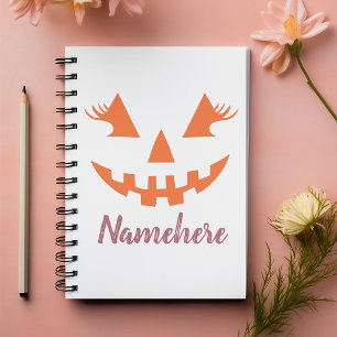 Benutzerdefinierter Mädchenhafter Jack O Lantern K Notizblock