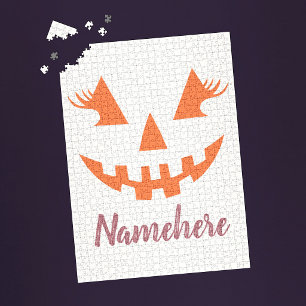 Benutzerdefinierter Mädchenhafter Jack O Lantern K Puzzle