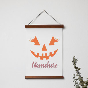 Benutzerdefinierter Mädchenhafter Jack O Lantern K Wandteppich Mit Holzrahmen