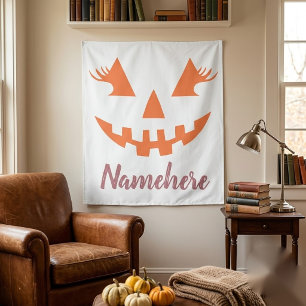 Benutzerdefinierter Mädchenhafter Kürbis Halloween Wandteppich