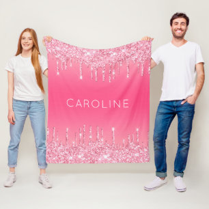Benutzerdefinierter Mädchenname Weichzeichnen Rosa Fleecedecke