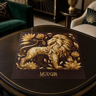 Benutzerdefinierter Majestic Gold Löwe Puzzle