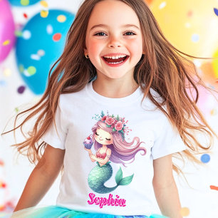 Benutzerdefinierter Meerjungfrau rosa Name T-Shirt
