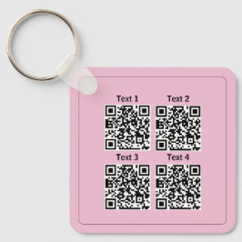Benutzerdefinierter mehrfacher 4-Qr-Code, rosa min Schlüsselanhänger