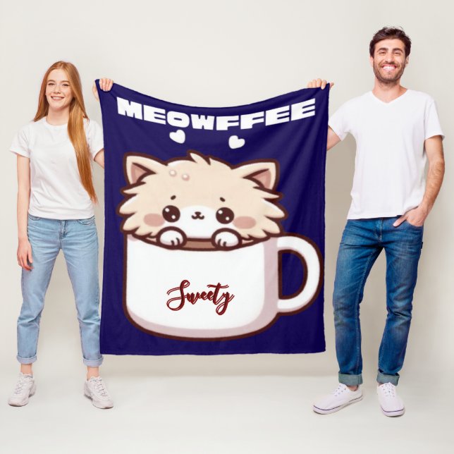 Benutzerdefinierter Meowffee Süßer Kaffee Katze Fleecedecke (Beispiel)