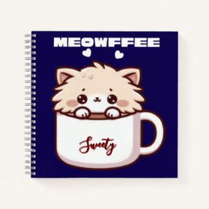 Benutzerdefinierter Meowffee Süßer Kaffee Katze Notizbuch