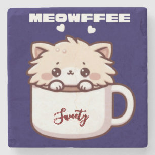 Benutzerdefinierter Meowffee Süßer Kaffee Katze Steinuntersetzer