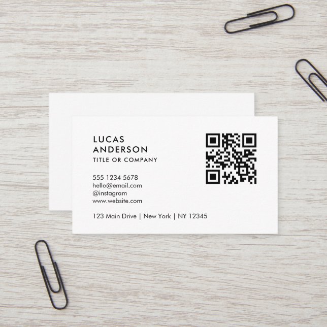 Benutzerdefinierter Minimaler Beruflicher QR-Code  Visitenkarte (Vorderseite/Rückseite Beispiel)