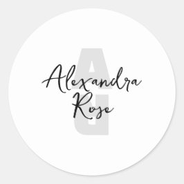Benutzerdefinierter minimaler Monogramm-Name Runder Aufkleber