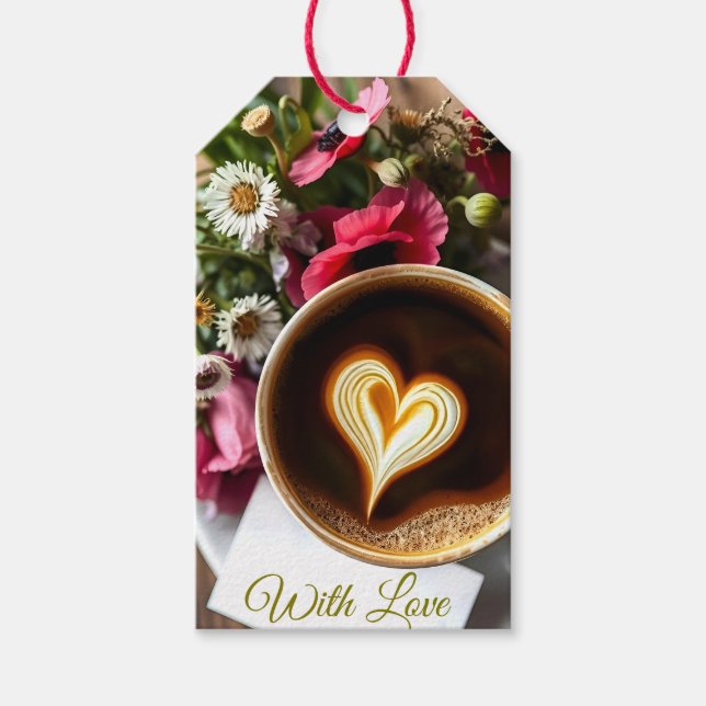 Benutzerdefinierter "Mit Liebe" Kaffeebecher & Kla Geschenkanhänger (Vorderseite)