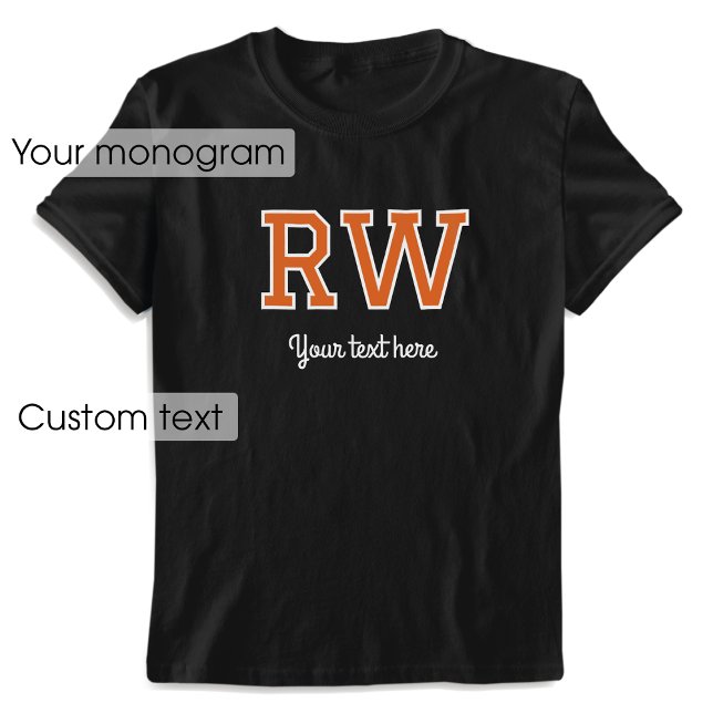Benutzerdefinierter Mit Monogramm Namenstext Orang T-Shirt (Von Creator hochgeladen)