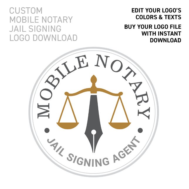 Benutzerdefinierter mobiler Notar Dunkelgrau Gold- Poster (Jail Signing Logo Download Mobile Notary:
CUSTOMIZE THIS LOGO COLORS & TEXTS!)