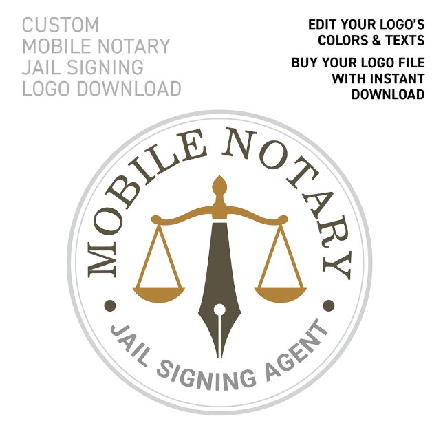 Benutzerdefinierter mobiler Notar Khaki Gold Logo  Poster (Jail Signing Logo Download Mobile Notary:
CUSTOMIZE THIS LOGO COLORS & TEXTS!)
