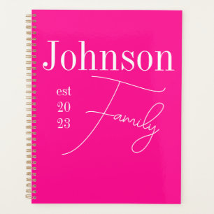 Benutzerdefinierter moderner Familienname Hot Pink Planer