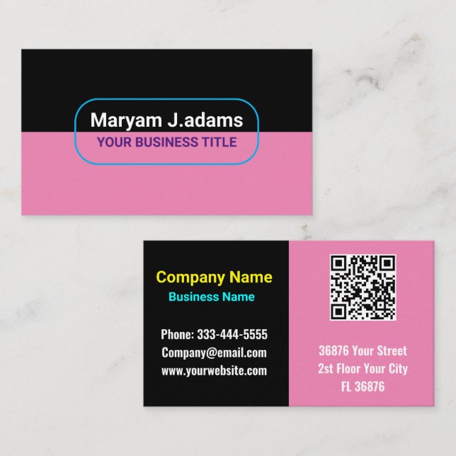 Benutzerdefinierter moderner Firmenname (QR-Code)  Visitenkarte (Vorne/Hinten)