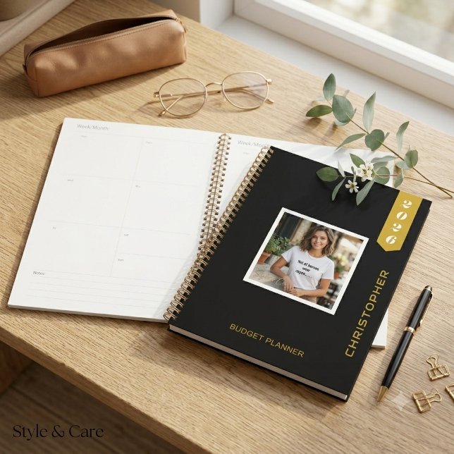 Benutzerdefinierter moderner Foto-Text stilvoller  Planer (Custom Modern Photo Text Stylish Budget Planner)