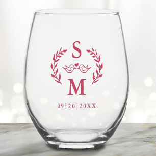 Benutzerdefinierter moderner Hochzeits-Monogramm-K Weinglas Ohne Stiel